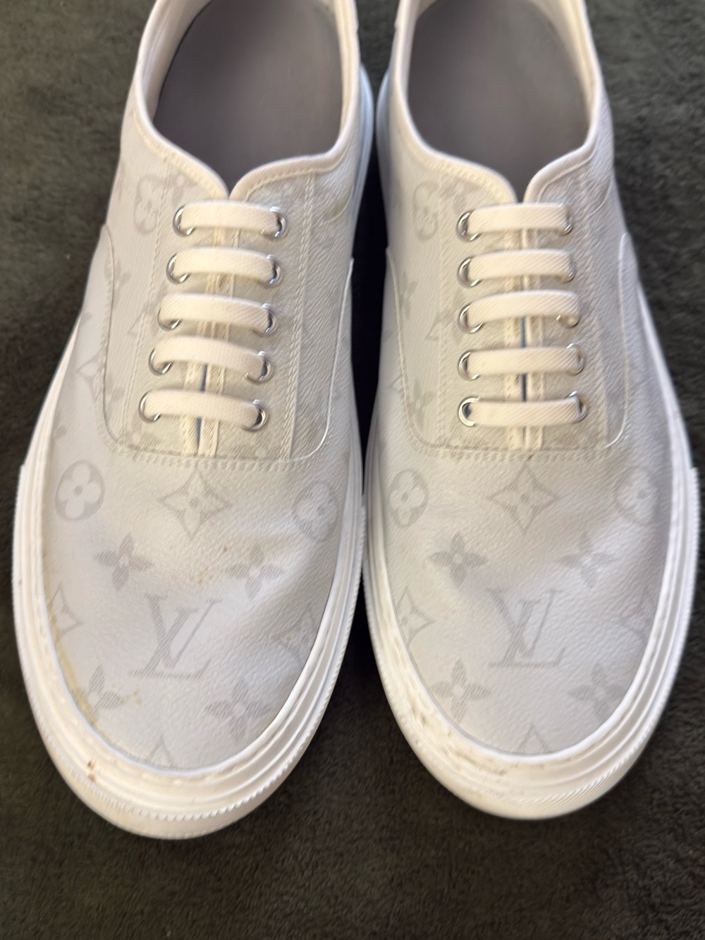 Louis Vuitton Men’s Cream Monogram Canvas Low-Top Sneakers